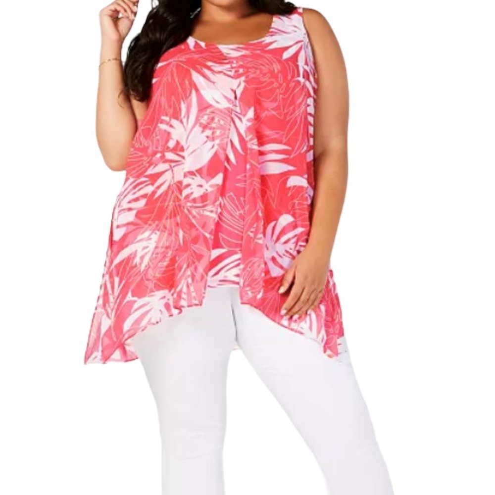 Alfani Plus Size Chiffon Split-Front Top S…